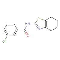 Chemical structure of 3-chloro-N-(4,5,6,7-tetrahydro-1,3-benzothiazol-2-yl)benzamide - CSSB00104271615