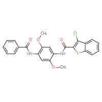 Chemical structure of N-(4-benzamido-2,5-dimethoxyphenyl)-3-chloro-1-benzothiophene-2-carboxamide - CSSB00102627050