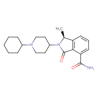 Chemical structure of (1S)-2-(1-cyclohexylpiperidin-4-yl)-1-methyl-3-oxo-2,3-dihydro-1H-isoindole-4-carboxamide - CSSB02495326387