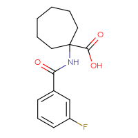 Chemical structure of 1-(3-fluorobenzamido)cycloheptane-1-carboxylic acid - CSSB00025739561