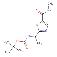 Chemical structure of tert-butyl N-{1-[5-(methylcarbamoyl)-1,3-thiazol-2-yl]ethyl}carbamate - CSSB21043422429
