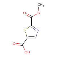 Chemical structure of 2-(methoxycarbonyl)-1,3-thiazole-5-carboxylic acid - CSSB02495364714