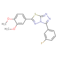 Chemical structure of 6-(3,4-dimethoxyphenyl)-3-(3-fluorophenyl)-[1,2,4]triazolo[3,4-b][1,3,4]thiadiazole - CSSB00121633159