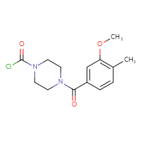 Chemical structure of 4-(3-methoxy-4-methylbenzoyl)piperazine-1-carbonyl chloride - CSSB21224772172