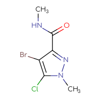Chemical structure of 4-bromo-5-chloro-N,1-dimethyl-1H-pyrazole-3-carboxamide - CSSB00153586632
