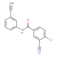 Chemical structure of 4-chloro-3-cyano-N-(3-ethynylphenyl)benzamide - CSSB02030192285