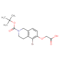 Chemical structure of 2-({5-bromo-2-[(tert-butoxy)carbonyl]-1,2,3,4-tetrahydroisoquinolin-6-yl}oxy)acetic acid - CSSB21142021850