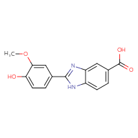 Chemical structure of 2-(4-hydroxy-3-methoxyphenyl)-1H-1,3-benzodiazole-5-carboxylic acid - CSSB00020606458