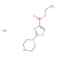 Chemical structure of ethyl 2-(piperazin-1-yl)-1,3-thiazole-4-carboxylate hydrobromide - CSSB00102859156