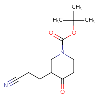 Chemical structure of tert-butyl 3-(2-cyanoethyl)-4-oxopiperidine-1-carboxylate - CSSB00025716421