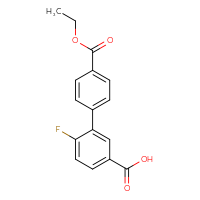 Chemical structure of 4'-(ethoxycarbonyl)-6-fluoro-[1,1'-biphenyl]-3-carboxylic acid - CSSB00150702426