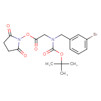 Chemical structure of 2,5-dioxopyrrolidin-1-yl 2-{[(3-bromophenyl)methyl][(tert-butoxy)carbonyl]amino}acetate - CSSB20269879296