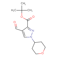 Chemical structure of tert-butyl 4-formyl-1-(oxan-4-yl)-1H-pyrazole-3-carboxylate - CSSB00102693736