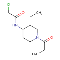 Chemical structure of 2-chloro-N-(3-ethyl-1-propanoylpiperidin-4-yl)acetamide - CSSB00160538877