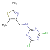 Chemical structure of 4,6-dichloro-N-[(2,5-dimethyl-1,3-thiazol-4-yl)methyl]-1,3,5-triazin-2-amine - CSSB00130184710