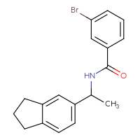 Chemical structure of 3-bromo-N-[1-(2,3-dihydro-1H-inden-5-yl)ethyl]benzamide - CSSB15241846898