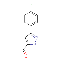 Chemical structure of 3-(4-chlorophenyl)-1H-pyrazole-5-carbaldehyde - CSSB00116329335