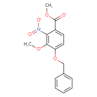 Chemical structure of methyl 4-(benzyloxy)-3-methoxy-2-nitrobenzoate - CSSB00000702168