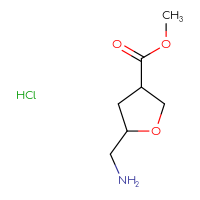 Chemical structure of methyl 5-(aminomethyl)oxolane-3-carboxylate hydrochloride - CSSB00159312801
