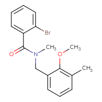 Chemical structure of 2-bromo-N-[(2-methoxy-3-methylphenyl)methyl]-N-methylbenzamide - CSSB15367056336