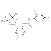 Chemical structure of 3-[4-chloro-2-(4,4,5,5-tetramethyl-1,3,2-dioxaborolan-2-yl)phenyl]-1-(2,4-dichlorophenyl)urea - CSSB21332157584