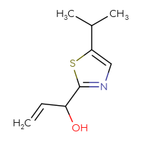 Chemical structure of 1-[5-(propan-2-yl)-1,3-thiazol-2-yl]prop-2-en-1-ol - CSSB20671831628
