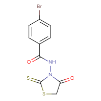 Chemical structure of 4-bromo-N-(4-oxo-2-sulfanylidene-1,3-thiazolidin-3-yl)benzamide - CSSB00132556072