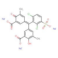 Chemical structure of trisodium 5-{[(1E)-3-carboxylato-5-methyl-4-oxocyclohexa-2,5-dien-1-ylidene](2,6-dichloro-3-sulfonatophenyl)methyl}-2-hydroxy-3-methylbenzoate - CSSB00016994774