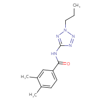 Chemical structure of 3,4-dimethyl-N-(2-propyl-2H-1,2,3,4-tetrazol-5-yl)benzamide - CSSB00102625831