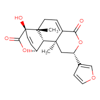 Chemical structure of (1R,2S,3S,5S,11R,12R)-5-(furan-3-yl)-12-hydroxy-3,11-dimethyl-6,14-dioxatetracyclo[10.2.2.0²,¹¹.0³,⁸]hexadeca-8,15-diene-7,13-dione - CSSB00161149104