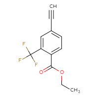 Chemical structure of ethyl 4-ethynyl-2-(trifluoromethyl)benzoate - CSSB04182840336