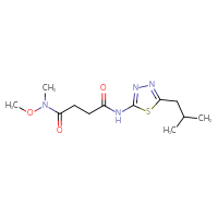Chemical structure of N-methoxy-N-methyl-N'-[5-(2-methylpropyl)-1,3,4-thiadiazol-2-yl]butanediamide - CSSB02038814950