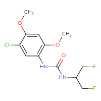 Chemical structure of 1-(5-chloro-2,4-dimethoxyphenyl)-3-(1,3-difluoropropan-2-yl)urea - CSSB02040242441