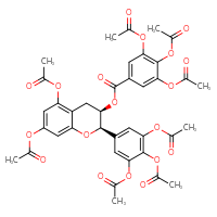 Chemical structure of (2R,3R)-5,7-bis(acetyloxy)-2-[3,4,5-tris(acetyloxy)phenyl]-3,4-dihydro-2H-1-benzopyran-3-yl 3,4,5-tris(acetyloxy)benzoate - CSSB00161190109
