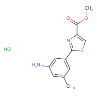 Chemical structure of methyl 2-(3-amino-5-methylphenyl)-1,3-thiazole-4-carboxylate hydrochloride - CSSB21043418335