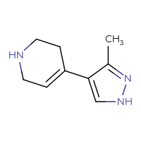 Chemical structure of 4-(3-methyl-1H-pyrazol-4-yl)-1,2,3,6-tetrahydropyridine - CSSB00063508709