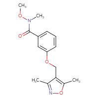 Chemical structure of 3-[(3,5-dimethyl-1,2-oxazol-4-yl)methoxy]-N-methoxy-N-methylbenzamide - CSSB01395044905