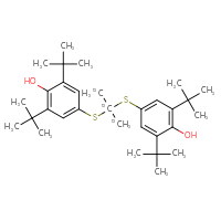 Chemical structure of 2,6-di-tert-butyl-4-({2-[(3,5-di-tert-butyl-4-hydroxyphenyl)sulfanyl](1,2,3-¹³C₃)propan-2-yl}sulfanyl)phenol - CSSB00020610666