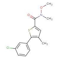 Chemical structure of 5-(3-chlorophenyl)-N-methoxy-N,4-dimethylthiophene-2-carboxamide - CSSB02019861834