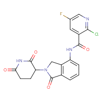 Chemical structure of 2-chloro-N-[2-(2,6-dioxopiperidin-3-yl)-1-oxo-2,3-dihydro-1H-isoindol-4-yl]-5-fluoropyridine-3-carboxamide - CSSB03512733276