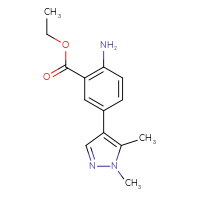 Chemical structure of ethyl 2-amino-5-(1,5-dimethyl-1H-pyrazol-4-yl)benzoate - CSSB06586103720