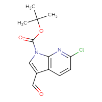Chemical structure of tert-butyl 6-chloro-3-formyl-1H-pyrrolo[2,3-b]pyridine-1-carboxylate - CSSB21332154448