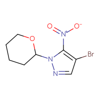 Chemical structure of 4-bromo-5-nitro-1-(oxan-2-yl)-1H-pyrazole - CSSB00021044409