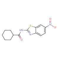 Chemical structure of N-(6-nitro-1,3-benzothiazol-2-yl)cyclohexanecarboxamide - CSSB00025701822