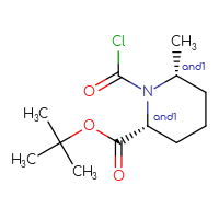 Chemical structure of rac-tert-butyl (2R,6R)-1-(carbonochloridoyl)-6-methylpiperidine-2-carboxylate - CSSB14992515628