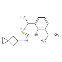 Chemical structure of 1-[2,6-bis(propan-2-yl)phenyl]-3-{spiro[2.3]hexan-5-yl}thiourea - CSSB21432541364
