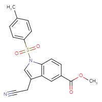 Chemical structure of methyl 3-(cyanomethyl)-1-(4-methylbenzenesulfonyl)-1H-indole-5-carboxylate - CSSB21332060929
