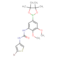 Chemical structure of 3-(5-bromothiophen-3-yl)-1-[2,3-dimethoxy-5-(4,4,5,5-tetramethyl-1,3,2-dioxaborolan-2-yl)phenyl]urea - CSSB21332092585