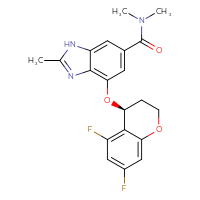 Chemical structure of 4-{[(4S)-5,7-difluoro-3,4-dihydro-2H-1-benzopyran-4-yl]oxy}-N,N,2-trimethyl-1H-1,3-benzodiazole-6-carboxamide - CSSB02515422210