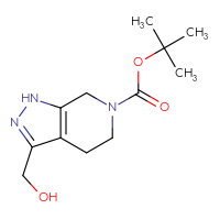 Chemical structure of tert-butyl 3-(hydroxymethyl)-1H,4H,5H,6H,7H-pyrazolo[3,4-c]pyridine-6-carboxylate - CSSB00010091111